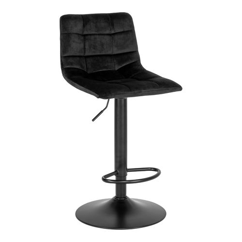 2 x Middelfart Black Velvet Fabric Adjustable Barstool with Back
