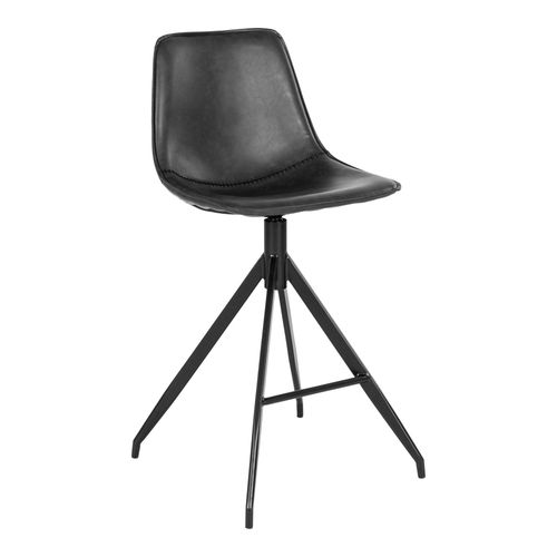 2 x Monaco Black Faux Leather Barstool with Back