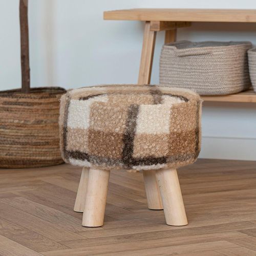 Alexandria Brown Fabric Round Stool