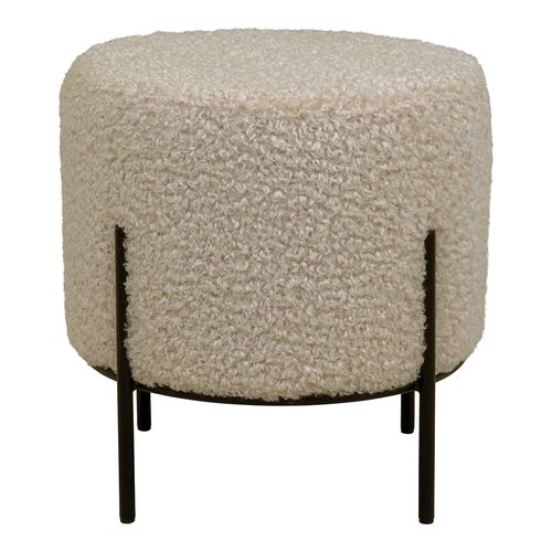 Alford Beige Boucle Fabric Round Pouf