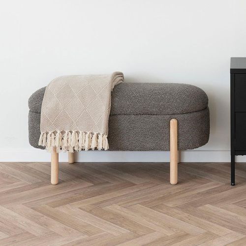 Branca Brown Fabric Oval Storage Bench