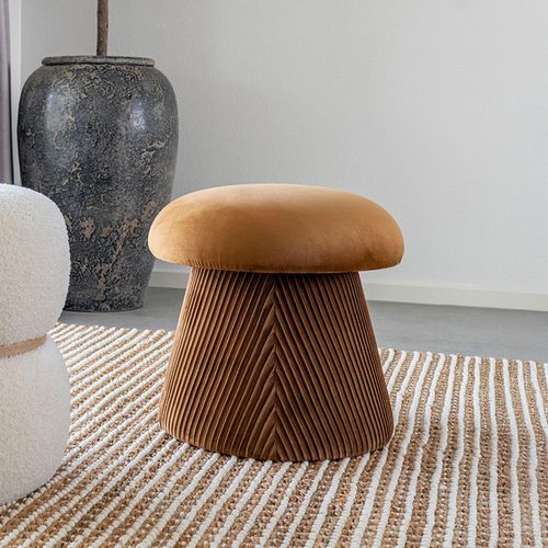 Hampton Ochre Velvet Fabric Pouf