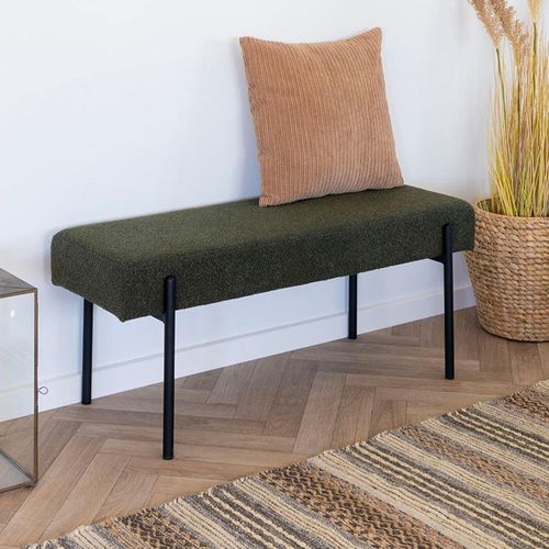 Swindon Dark Green Boucle Fabric Bench
