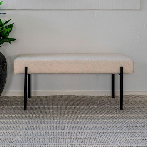 Swindon White Boucle Fabric Bench