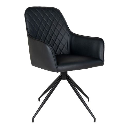 2 x Harbo Black Faux Leather Swivel Dining Chair