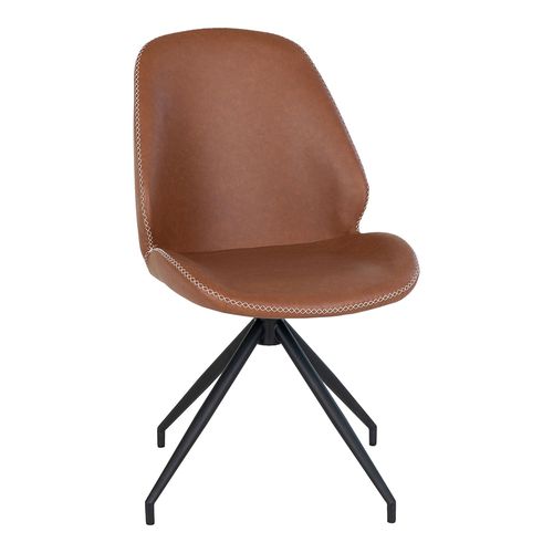 2 x Monte Carlo Vintage Brown Faux Leather Swivel Dining Chair