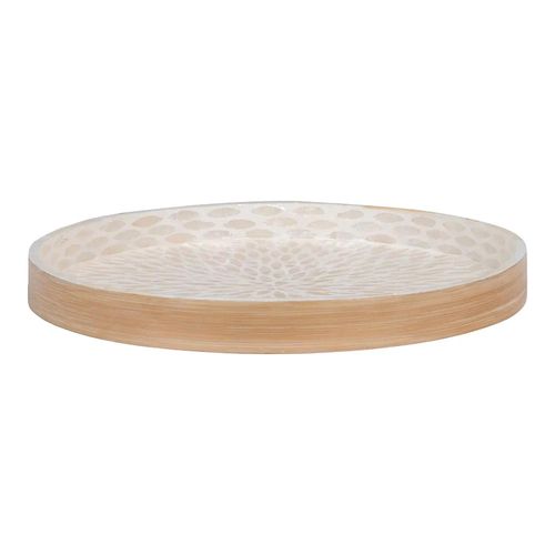 Beige Wooden Round Tray