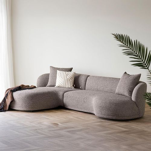 Kingston Brown Fabric Lounge Sofa - LHF