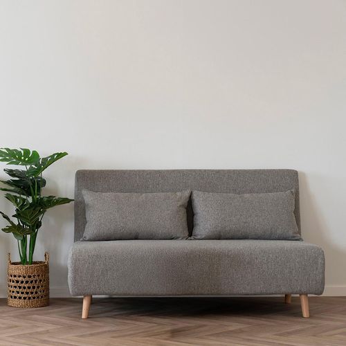 Marlow Grey Fabric 2 Seater Click Clack Sofa Bed with Natural Legs