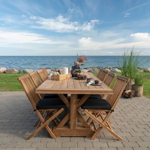 Volos Teak Wood Garden Dining Set with 8 Toledo Chairs