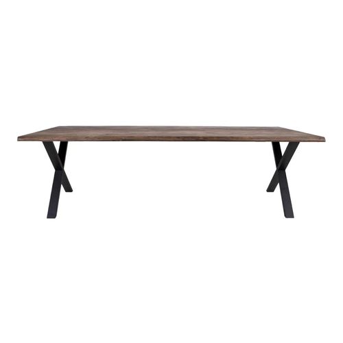 Toulon Smoked Oak 14 Seater Dining Table with Black Cross Legs - 300cm