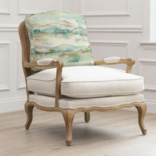 Voyage Maison Russet Oak and Linen Shores Printed Florence Armchair