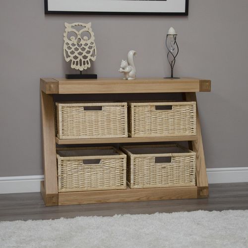 Ziggy Oak Basket Console Table