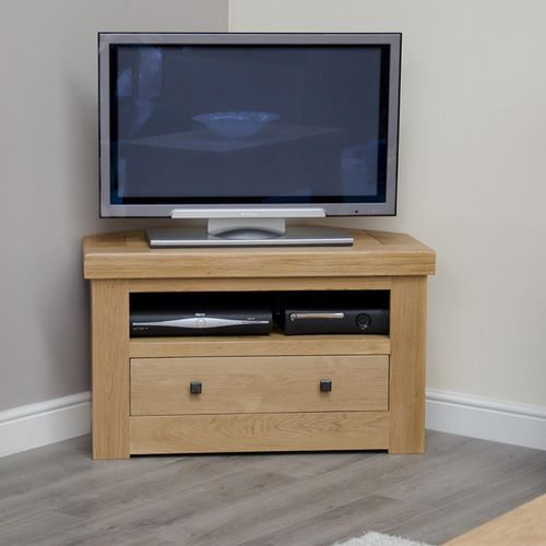 Chunky Oak Corner TV Unit