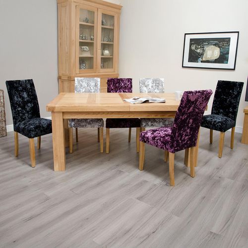 Chunky Oak Twin Panel Large 6 Seater Extending Dining Table