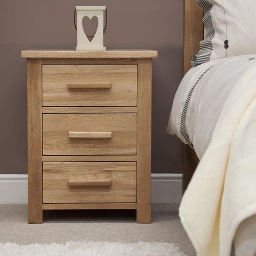 Mobel Oak 3 Drawer Bedside Cabinet