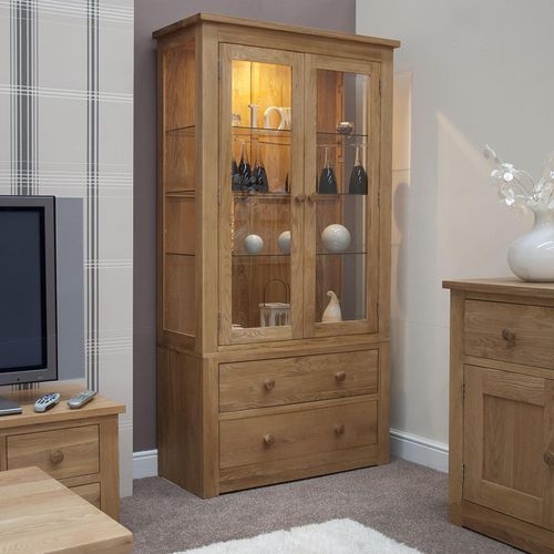 Oakley Oak Glass Display Cabinet