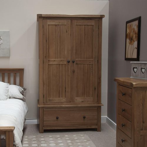 Rutland Oak 2 Door 1 Drawer Wardrobe