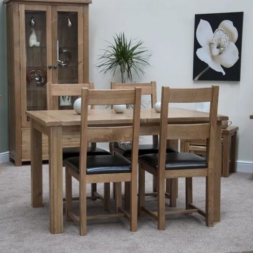 Rutland Oak Extending Dining Set and 4 Rutland Leather Seat Chairs