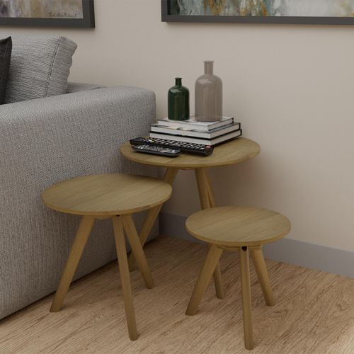 Danish Oak Round Nest of Tables