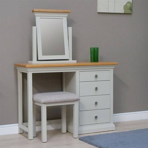 Kingscote Oak and Painted Single Pedestal Dressing Table with Stool