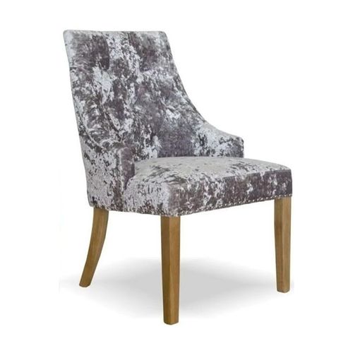 2 x Larry Silver Deep Crushed Velvet Dining Chair