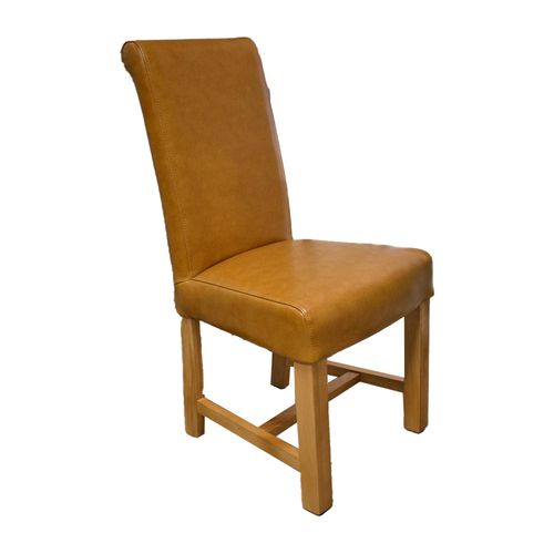 2 x Erving Scroll Tan Bycast Leather Dining Chair
