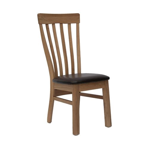 2 x Samuel Oak and Dark Brown Leather Dining Chair