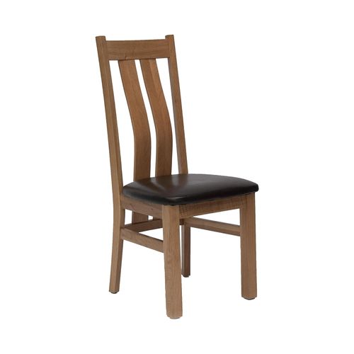 2 x Patrick Oak and Dark Brown Leather Dining Chair