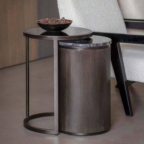 Libra Belvedere Black Nest of 2 Round Side Tables