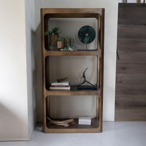 Libra Thorpe Bronze Glass and Metal Open Shelving Unit