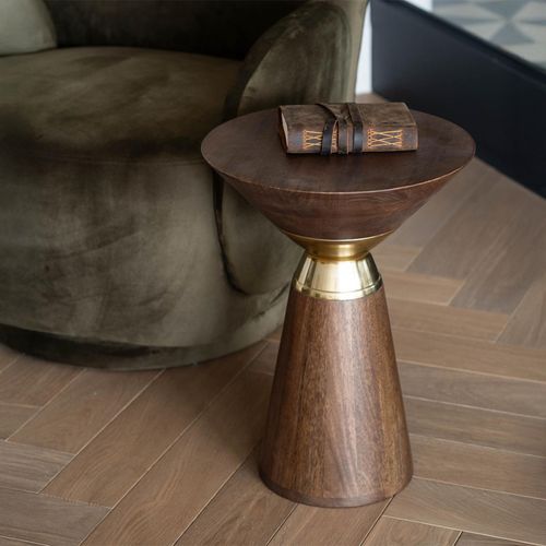 Libra Amalfi Dark Wood Round Side Table