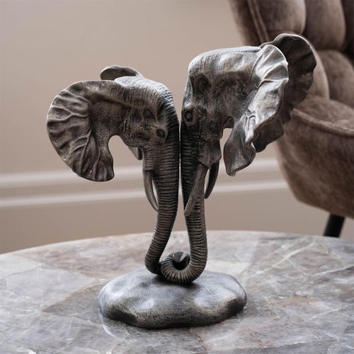 Libra Kariba Cast Aluminium Nuzzling Elephants Sculpture
