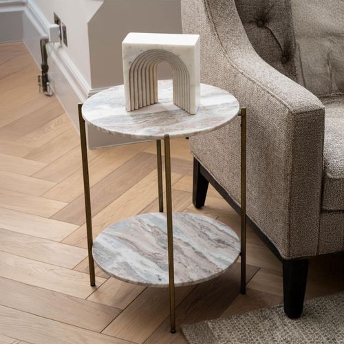 Libra Toronto Grey Marble Round Side Table