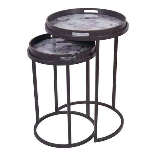 Libra Laura Ashley Linlithgow Round Side Tray Table - Set of 2