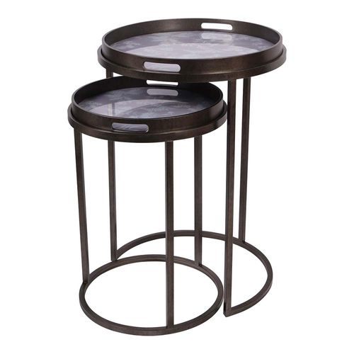 Libra Laura Ashley Tidworth Round Side Tray Table - Set of 2