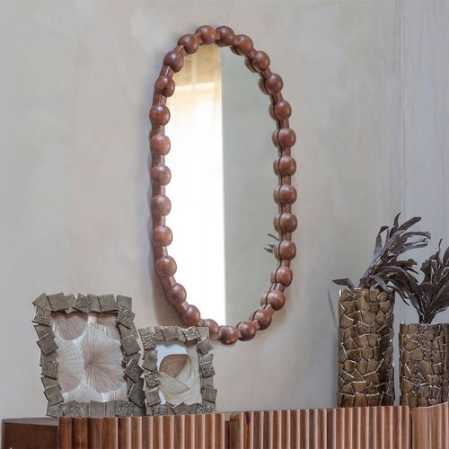 Libra Carmel Carved Wooden Oval Mirror