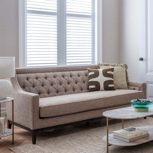Libra Theodore Dark Taupe Buttoned 3 Seater Sofa