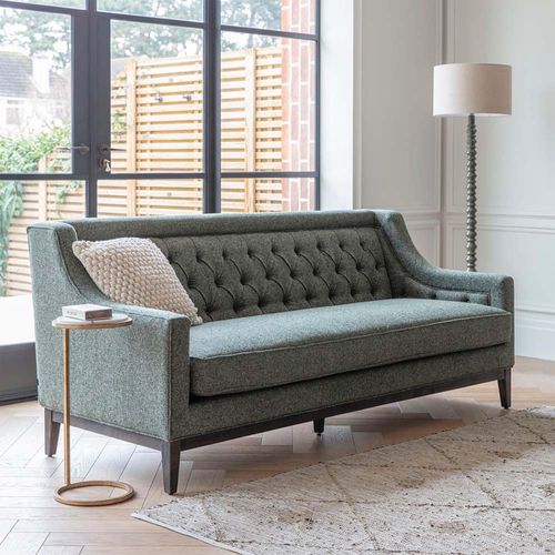 Libra Theodore Forest Green Buttoned 3 Seater Sofa