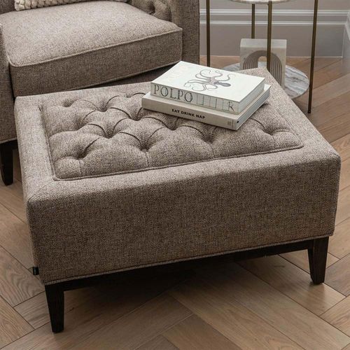 Libra Theodore Dark Taupe Buttoned Stool