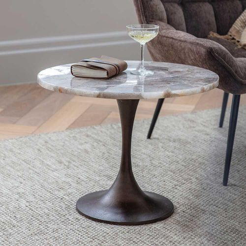 Libra Bosworth Smokey Quartz Round Large Side Table