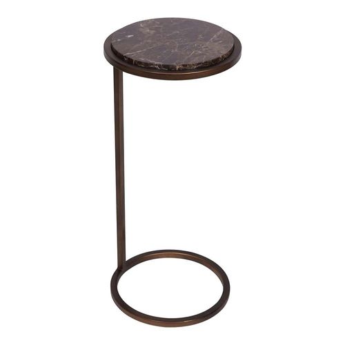 Libra Iota Brown Emperador Marble Round Accent Table