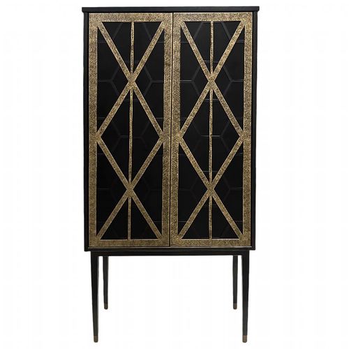 Libra Reeno Black Fretwork 2 Door Bar Cabinet