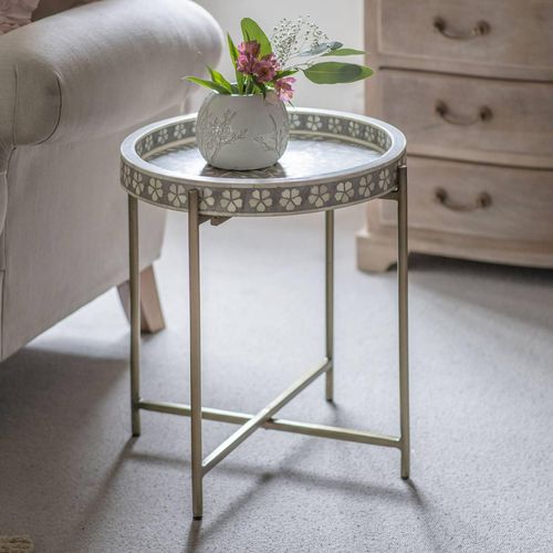 Libra Laura Ashley Epsley Grey Round Side Table
