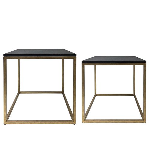 Libra Kirkstone Galaxy Slate and Champagne Square Side Table - Set of 2
