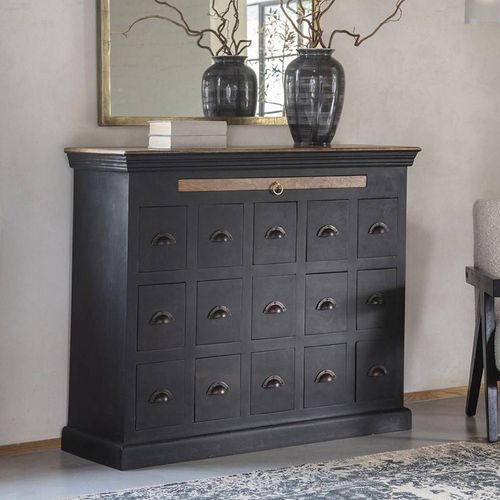 Libra Hoxton Black Mango Wood Multi Drawer Chest