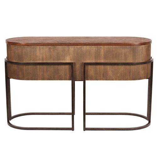 Libra Hunter Wood and Metal Fluted Oval Console Table