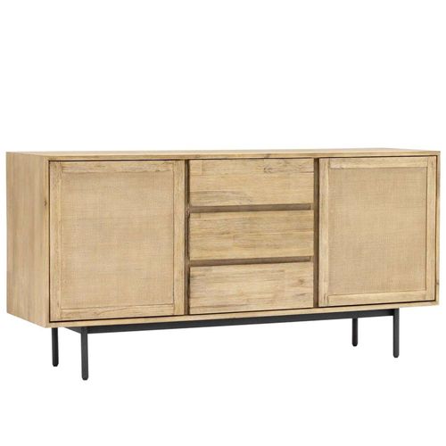 Libra Maddox Acacia Wood and Rattan 2 Door Large Sideboard - 160cm