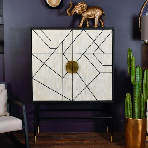 Libra Rialto Bone Inlay 2 Door Bar Cabinet