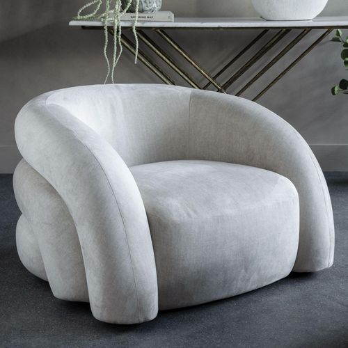 Libra Casa Cream Velvet Fabric Curved Accent Chair